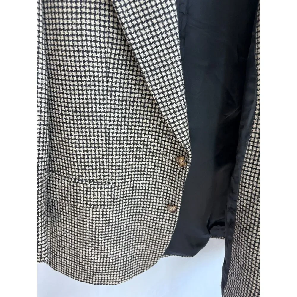 Brandini Le Collezioni Houndstooth Brown Pure Virgin Wool Blazer Sport Coat 44R
